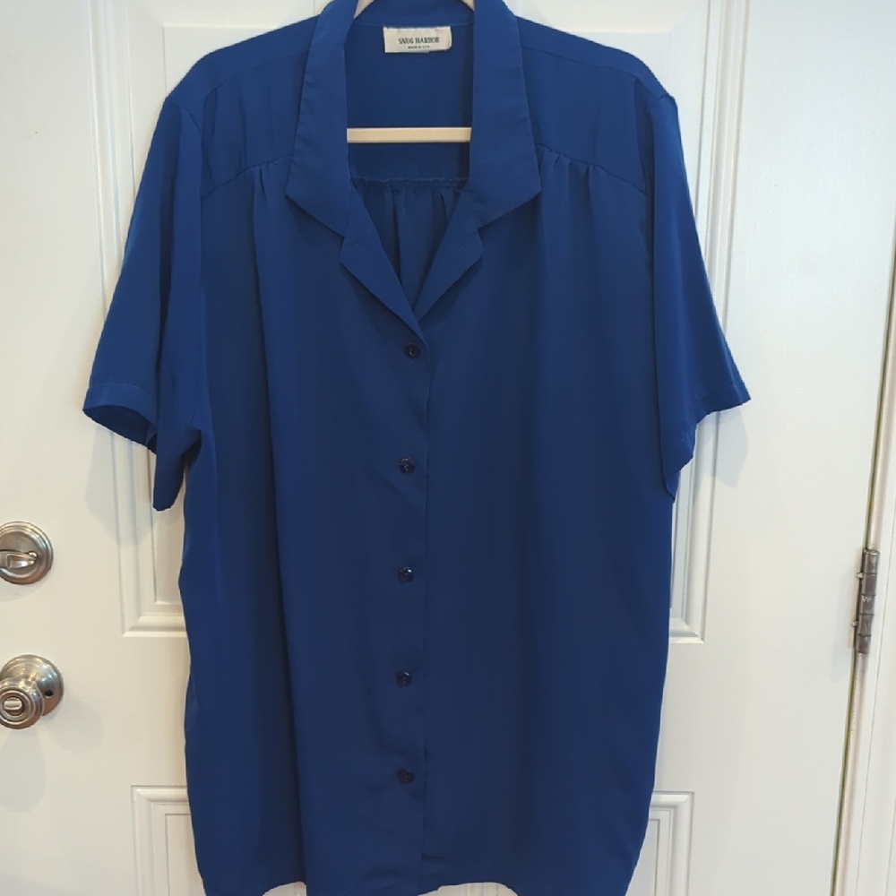 Snug Harbor Royal Blue Button Up Women's Blouse